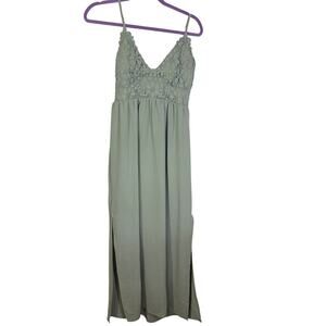 Derek Heart Sage Green Lace Bodice Maxi Dress Boho Flowy NWT Large